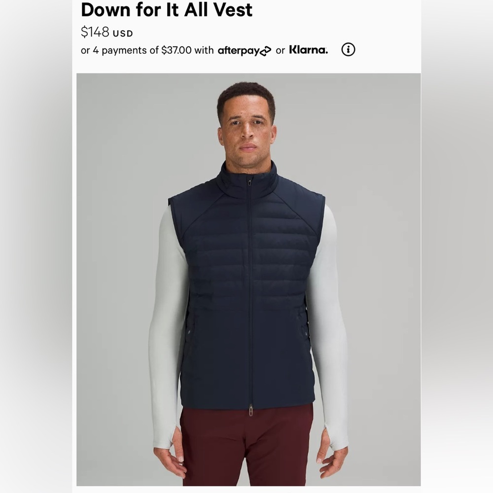 Lululemon Men’s Down With It Vest in True Navy